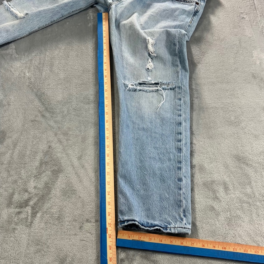 LEVI'S501 CT Jeans Women 36x28 Light Wash‎ Good Distressed Ripped Tapered Custom - Picture 15 of 16